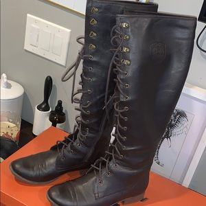 Brown lace up boots